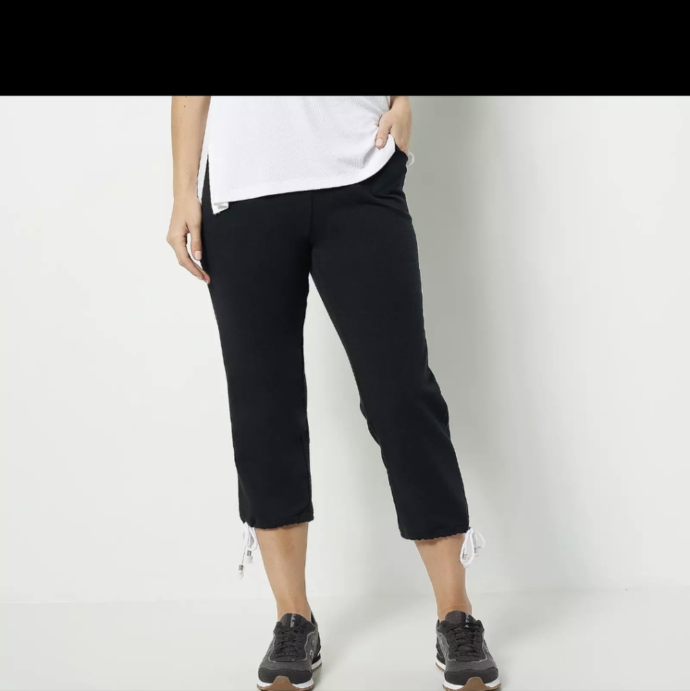Belle by Kim Gravel black french terry crop pants .  Size 3X